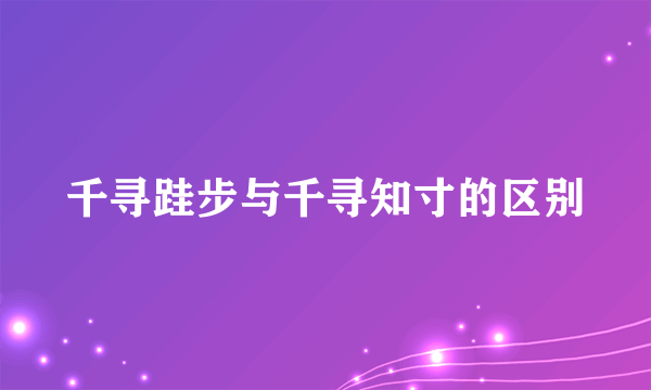千寻跬步与千寻知寸的区别