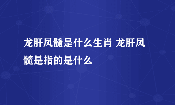 龙肝凤髓是什么生肖 龙肝凤髓是指的是什么