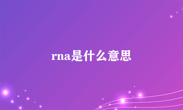 rna是什么意思