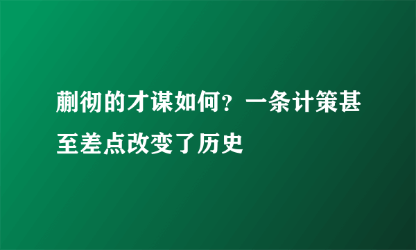 蒯彻的才谋如何？一条计策甚至差点改变了历史