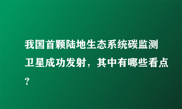 我国首颗陆地生态系统碳监测卫星成功发射，其中有哪些看点？