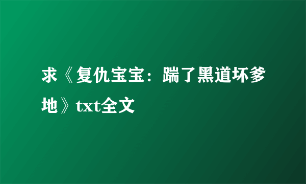 求《复仇宝宝：踹了黑道坏爹地》txt全文