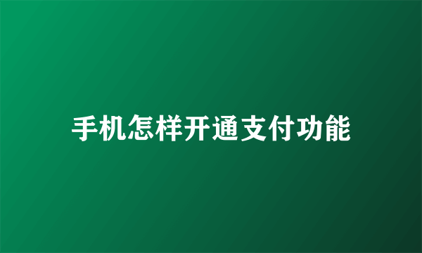 手机怎样开通支付功能