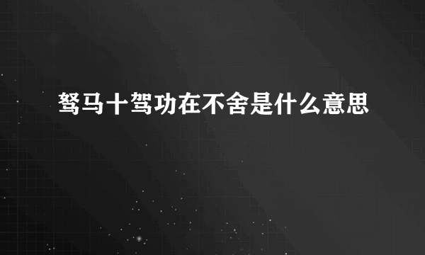 驽马十驾功在不舍是什么意思