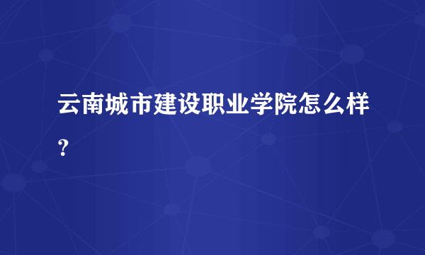 云南城市建设职业学院怎么样？