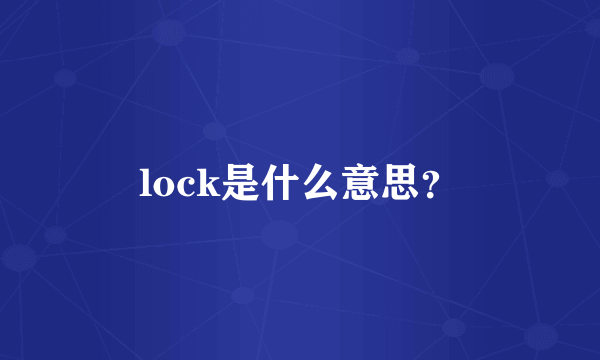 lock是什么意思？