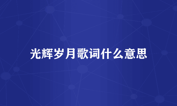 光辉岁月歌词什么意思