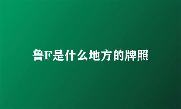 鲁F是什么地方的牌照