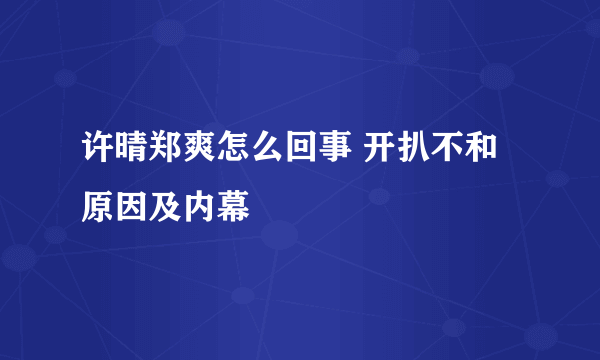 许晴郑爽怎么回事 开扒不和原因及内幕