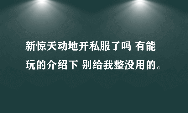 新惊天动地开私服了吗 有能玩的介绍下 别给我整没用的。