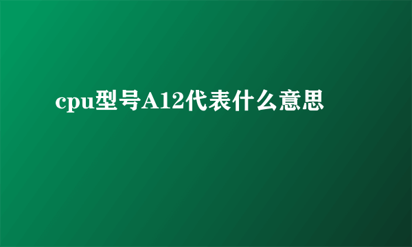 cpu型号A12代表什么意思
