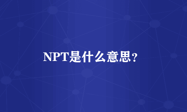 NPT是什么意思？