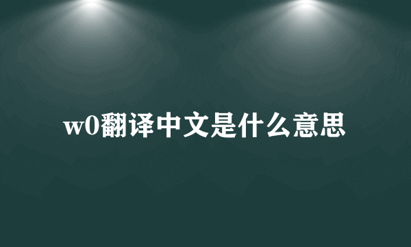 w0翻译中文是什么意思