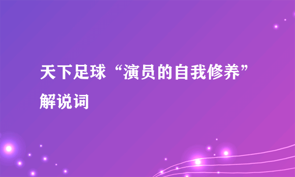 天下足球“演员的自我修养”解说词