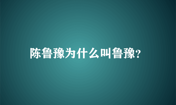 陈鲁豫为什么叫鲁豫？