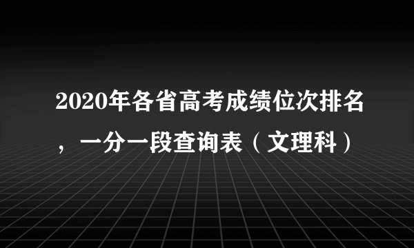 2020年各省高考成绩位次排名，一分一段查询表（文理科）