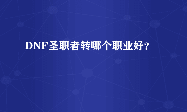DNF圣职者转哪个职业好？
