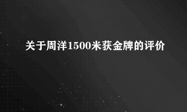 关于周洋1500米获金牌的评价