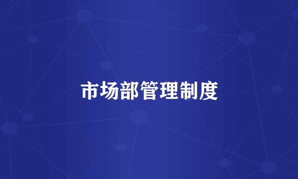 市场部管理制度