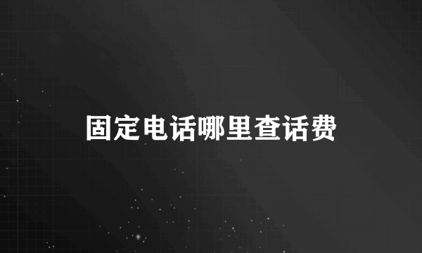 固定电话哪里查话费