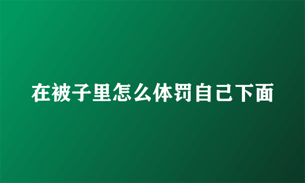 在被子里怎么体罚自己下面