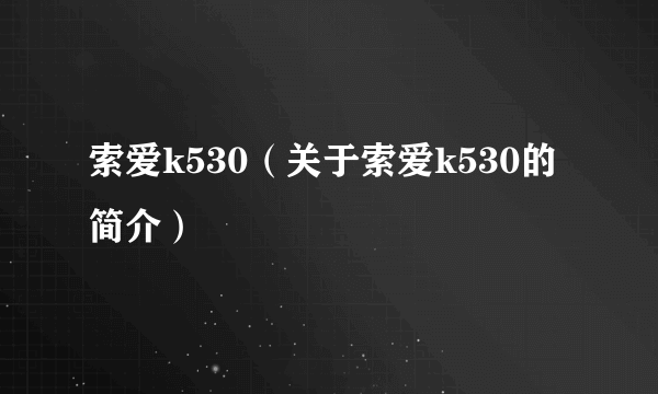 索爱k530（关于索爱k530的简介）