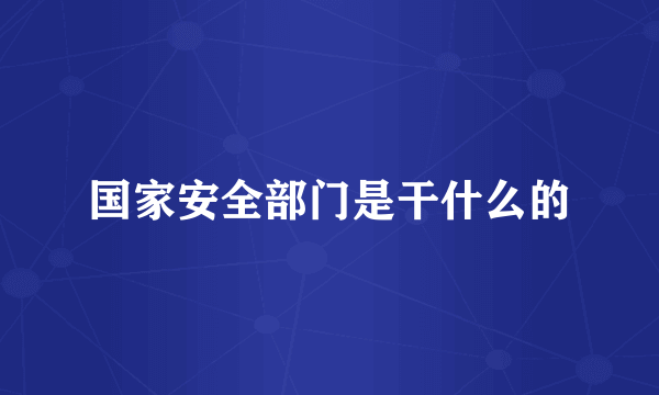 国家安全部门是干什么的