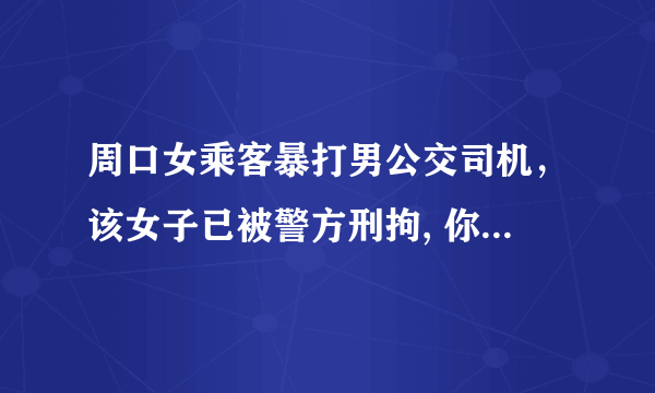 周口女乘客暴打男公交司机，该女子已被警方刑拘, 你怎么看？